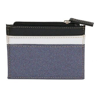 Pasjes portemonnee metalic glitter - Blauw