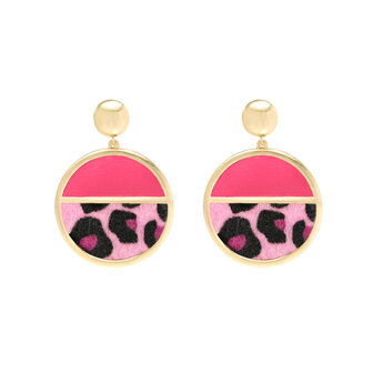 Oorbellen pink leopard