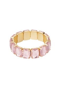 Elastische armband bling - Goud/Roze