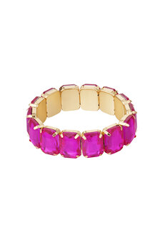 Elastische armband bling - Goud/Fushia