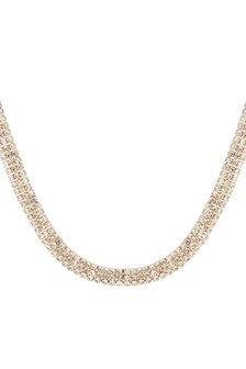 Strass ketting / Choker goud/wit