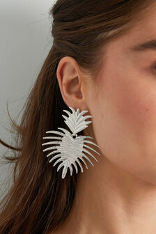 Oorbellen spiked leaves - Zilver