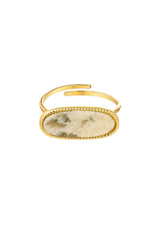 Ring natuursteen oval - Goud/Beige