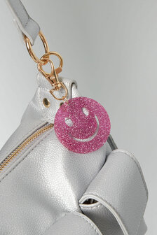 Sleutel/tas hanger smiley - Roze