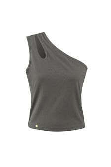 Topje/hemdje one shoulder Maat S - Grijs