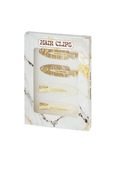 Haarclips set cadeau doosje - marmer - beige