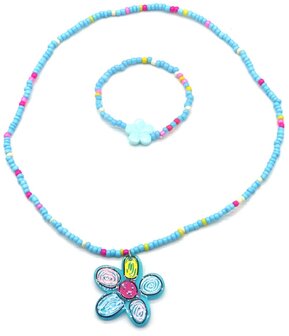 Kindersieraden set bloem blauw