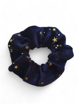 Scrunchie gold stars - Blauw