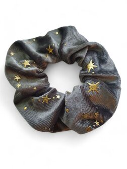 Scrunchie gold stars - Grijs