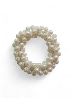 Haarelastiek pearls - Wit