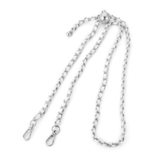 Tas riem / Bag strap chain zilver/wit