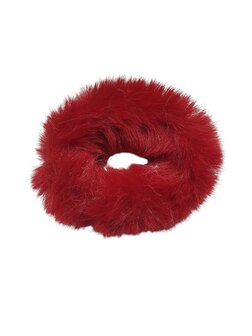 Scrunchie haarelastiek bont - Donker rood