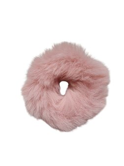 Scrunchie haarelastiek bont - Oud roze