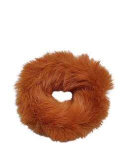 Scrunchie haarelastiek bont - Bruin