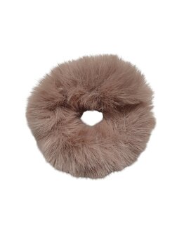 Scrunchie haarelastiek bont - Taupe