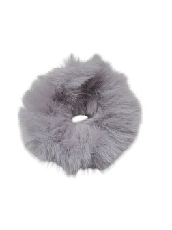 Scrunchie haarelastiek bont -  Grijs