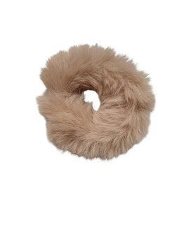 Scrunchie haarelastiek bont - Licht bruin