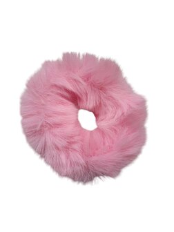 Scrunchie haarelastiek bont - Roze