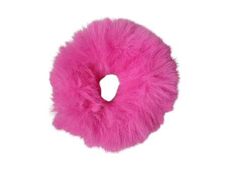 Scrunchie haarelastiek bont - Fushia