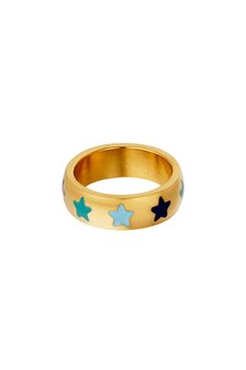 Ring stars blauw- Maat 16