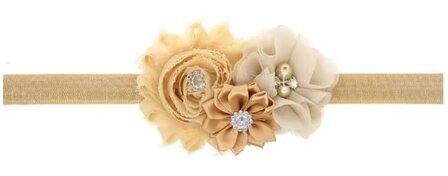 Elastische haarband flowers - Beige