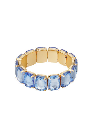 Elastische armband bling - Goud/Blauw