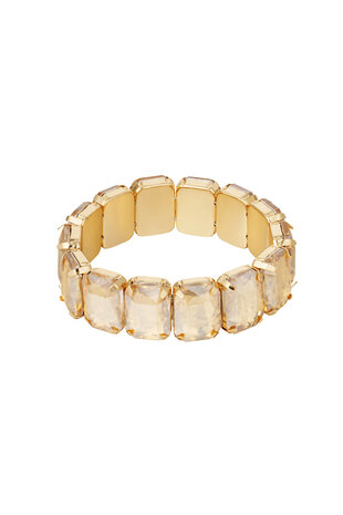 Elastische armband bling - Goud/champagne