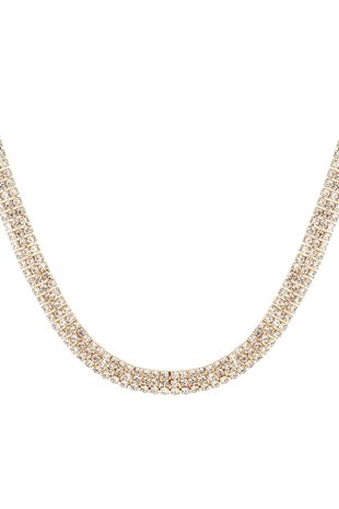 Strass ketting / Choker goud/wit