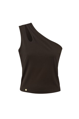 Topje/hemdje one shoulder Maat L - Bruin