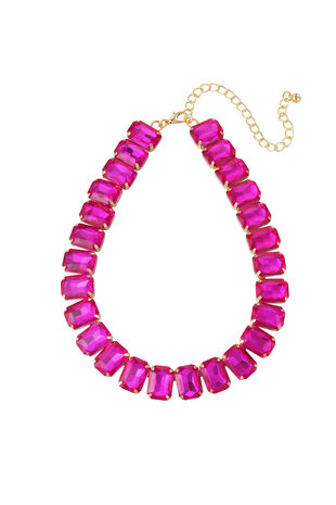 Ketting glamour - Goud/Fuchsia