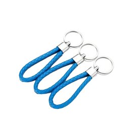Sleutel/tas hanger gevlochten leer - Blauw