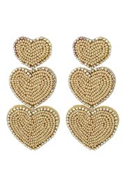 Oorbellen beaded heart - Beige