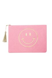 Make-up/Toilet tas smiley - Roze/goud