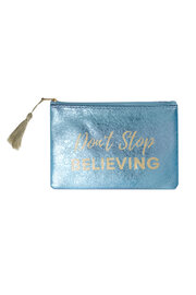 Make-up/Toilet tas metallic dont stop believing - Blauw