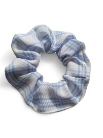 Scrunchie grove ruit - Blauw/wit