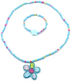 Kindersieraden set bloem blauw