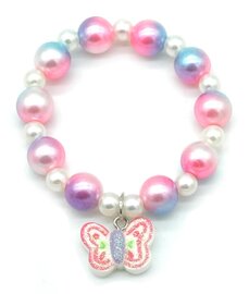 Armband vlinder - roze/paars