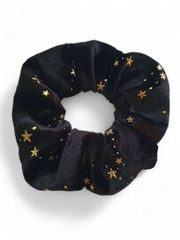 Scrunchie gold stars - Zwart